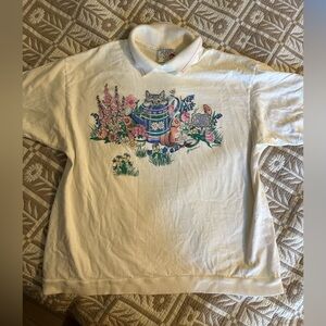Vintage 90’s Morning sun garden cat shirt